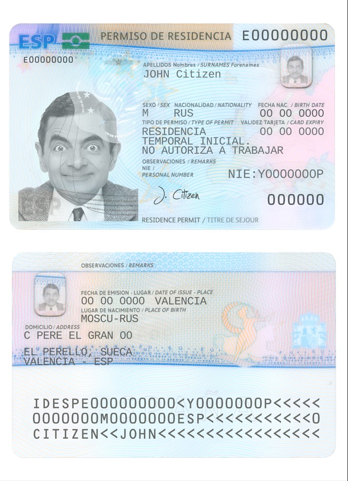 Permis de séjour en Espagne template